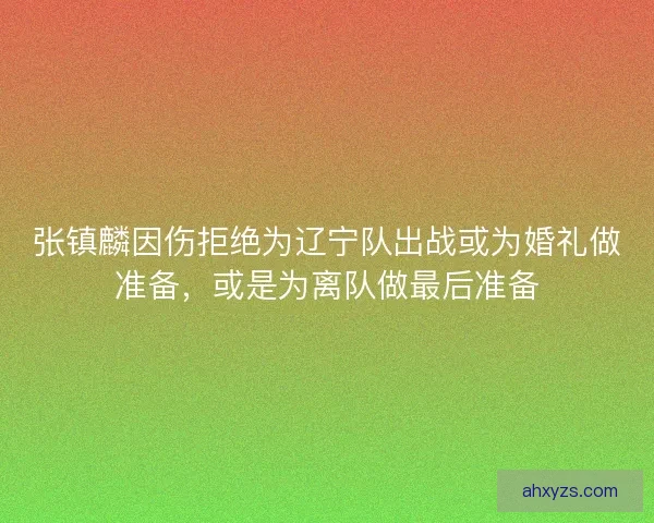 张镇麟因伤拒绝为辽宁队出战或为婚礼做准备，或是为离队做最后准备