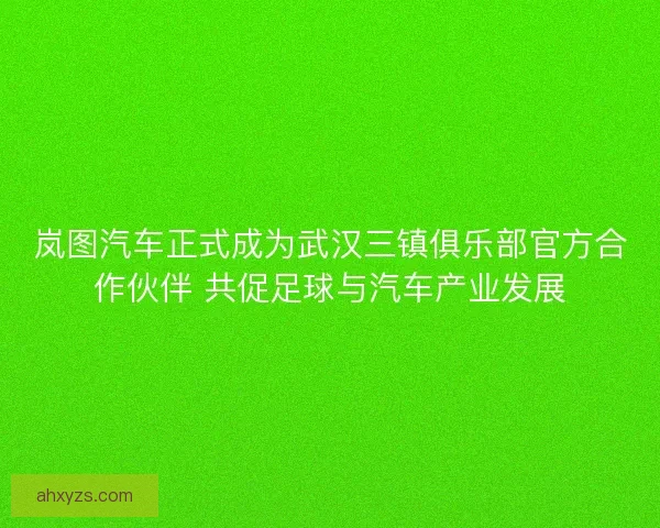 岚图汽车正式成为武汉三镇俱乐部官方合作伙伴 共促足球与汽车产业发展