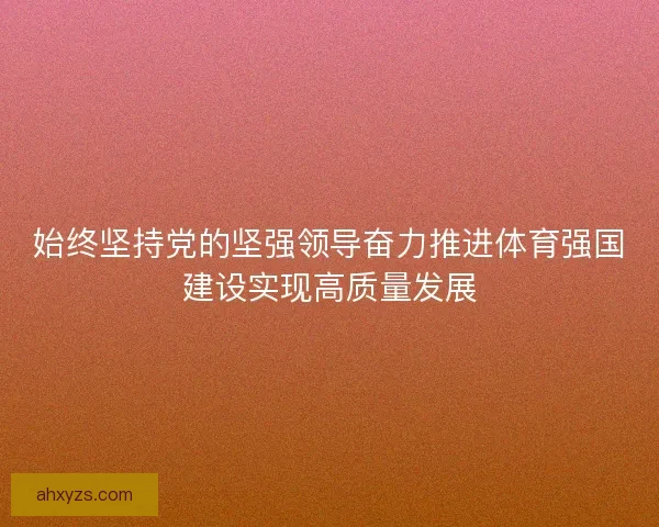始终坚持党的坚强领导奋力推进体育强国建设实现高质量发展 始终坚持党的坚强领导奋力推进体育强国建设实现高质量发展